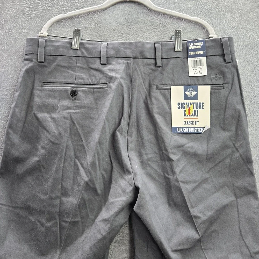 Dockers Men Pants 38X31 Gray Khakis Twill Button 31